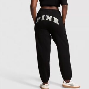 PINK Victoria's Secret Black Joggers with Bold Logo